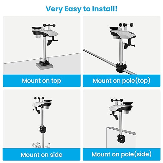 Sainlogic Weather Stations Wireless Indoor Outdoor, Weather Station with Rain Gauge and Wind Speed, Weather Forecast, Temperature, Air Pressure, Humidity, Moon Phase, Alarm Clock(No WiFi)