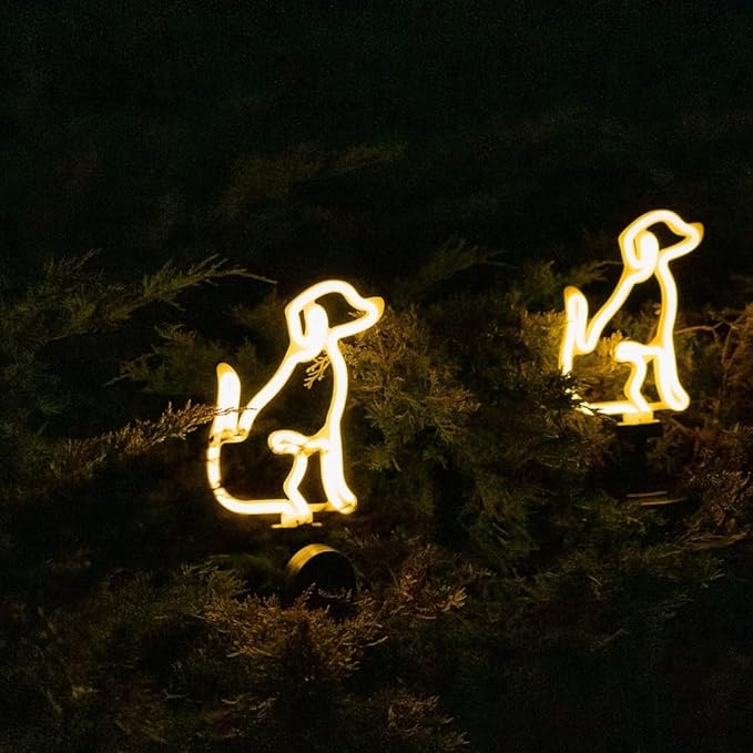Touch Of ECO Solar LED Neon Dog Stake Light - Warm White- Outdoor Garden Décor, Yard Ornaments,Landscape Light, Patio Walkway Decoration - Gift for Dog Lovers, Birthday, Christmas