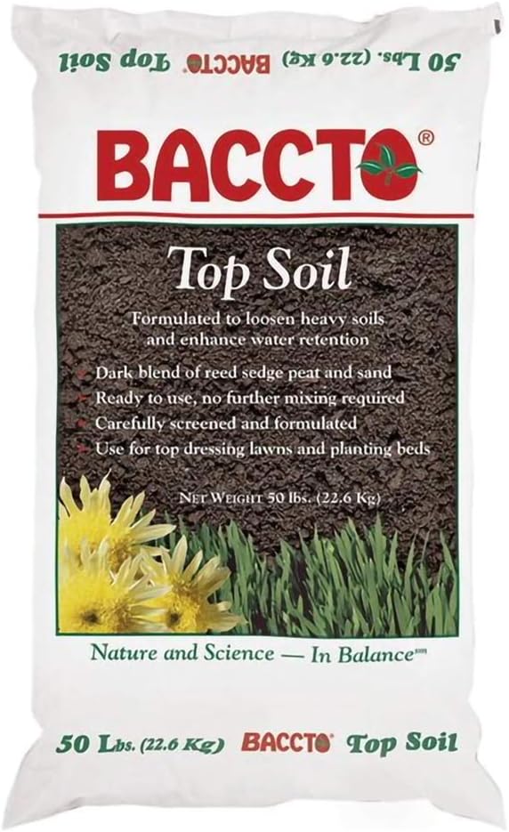 Michigan Peat 8-Pack Baccto Top Soil with Reed Sedge, Peat, and Sand, 50 Lbs - Outdoor Lawn and Gardening Mixture with Nutrients and Minerals - Ideal for Lawns, Gardens, and Raised Planting Beds