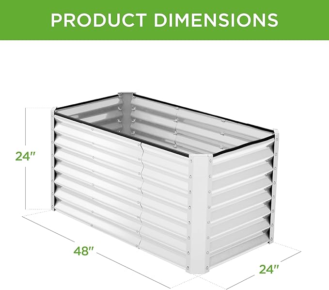 Best Choice Products 4x2x2ft Outdoor Metal Raised Garden Bed, Deep Root Planter Box for Vegetables, Flowers, Herbs w/ 119 Gallon Capacity - White