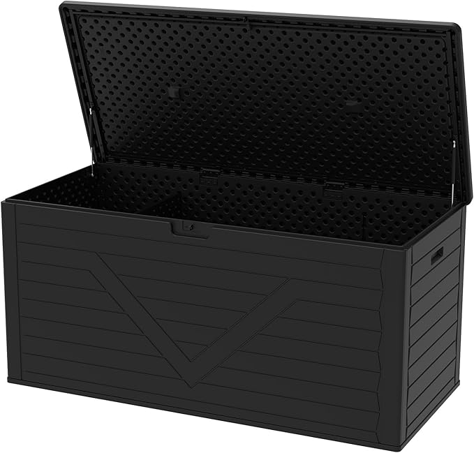 Decksplore 260 Gallon PRO Outdoor Storage Box Waterproof,Resin Deck Box Storage Bin for Cushion Patio Furniture, Pool Accessories, and Garden Tools, Lockable & UV-Resistant, Black