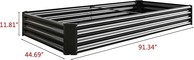 Galvanized Raised Garden Bed for Vegetables,Planter Raised Garden Boxes Outdoor,Metal Raised Garden Beds Steel Kit for Vegetables Flower Herb Patio Black Rectangle