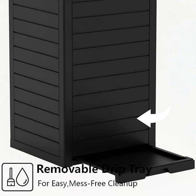 31 Gallon Resin Trash Can Cabinet with Lid & Drip Tray - Waterproof Outdoor Garbage Bin for Patio, Kitchen, Yard, and Entertaining Areas - Easy Assembly, No Tools Required