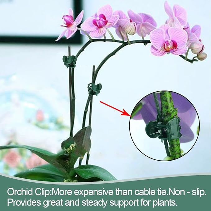 22Pcs Plant Stakes with 22 Pcs Clips, 15.8 inches Bendable Green Plant Sticks for Indoor and Outdoor Plants,Potted Plants,Single Stem Flower Support for Orchid Peony Rose