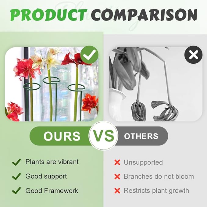 4/8/12 Pack Plant Stakes, 16/24/36 Inch Plant Support Stakes, 2025 New Plant Sticks Support, Flower Stakes for Plants Peony, Tomato Seedling, Marigold, Amaryllis, Sapling, Coreopsis (16 Inch-4 Pack)