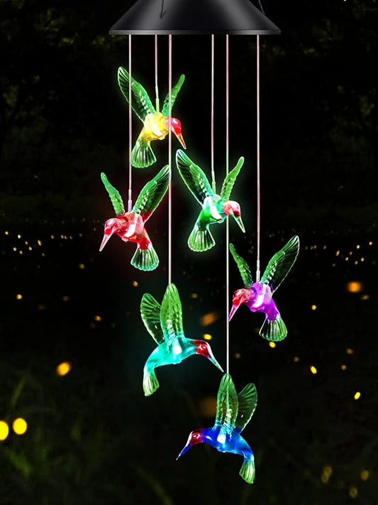 Gifts for Mom from Daughter Son Husband LED Solar Hummingbird Wind Chimes Indoor Outside Best Gifts for Mothers Day Birthday Grandma Women Who has Everything Outdoor Decor,Yard Decorations