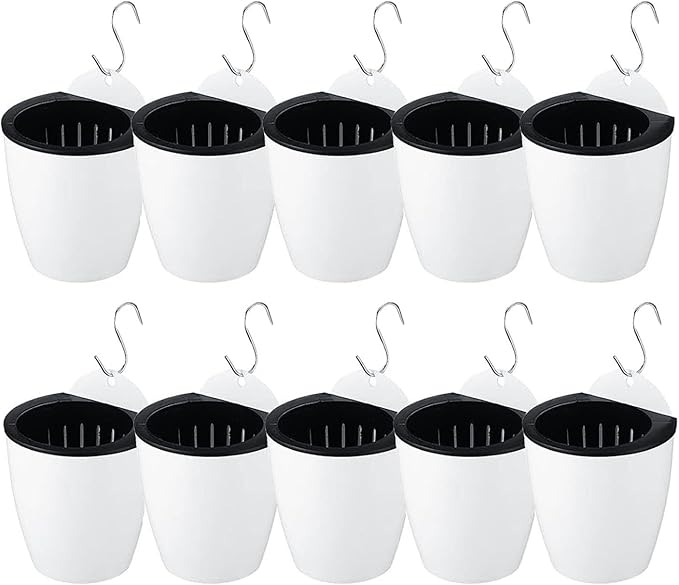 PP Plants Pots for Indoor Outdoor Gardening Hanging Self-Watering Flower Pots with Drainage Holes, Modern Planters for Houseplants Succulents Herbs (10, Medium)