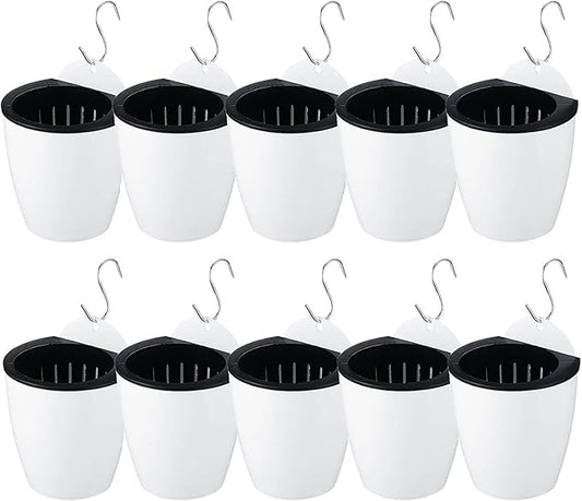 PP Plants Pots for Indoor Outdoor Gardening Hanging Self-Watering Flower Pots with Drainage Holes, Modern Planters for Houseplants Succulents Herbs (10, Medium)