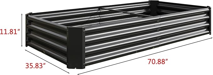 Galvanized Raised Garden Bed for Vegetables,Planter Raised Garden Boxes Outdoor,Metal Raised Garden Beds Steel Kit for Vegetables Flower Herb Patio Black Rectangle