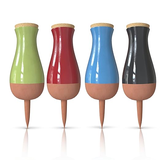 Drip Irrigation Stakes - Extra Large Improved Drip Easy-Refill 4 Week Waterer System with Large Reservoir Bulbs - Automatic Self-Watering Device for Indoor & Outdoor Plants