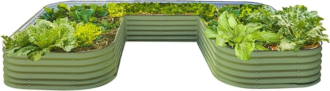 Vego garden 17" Tall U-Shape Raised Garden Bed Metal Raised Planter Bed for Vegetables Flowers Ground Planter Box, Jumbo Size
