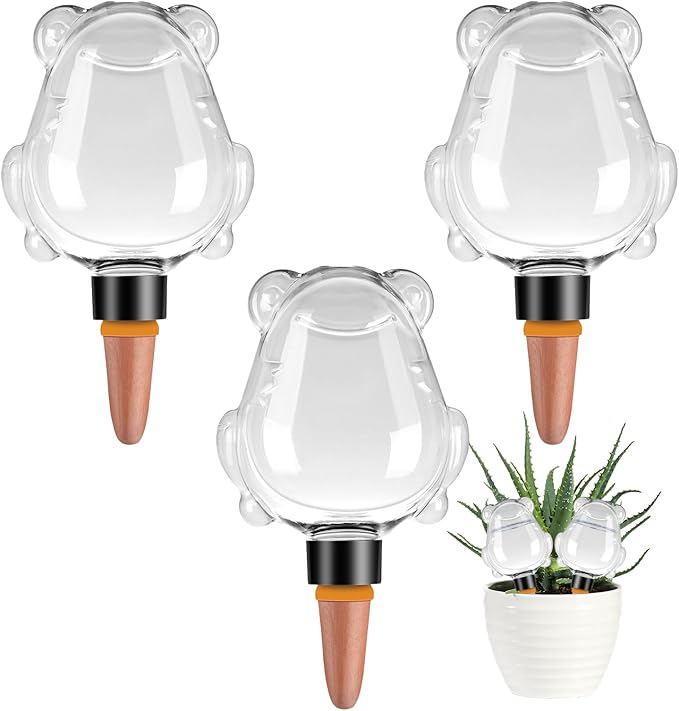 3Pcs Frog Plant Self Watering Globes for Indoor and Outdoor Plastic Water Bulbs Top Fill Plant Watering Globes Slow Release Terracotta Plant Watering Devices System for Plants, Clear