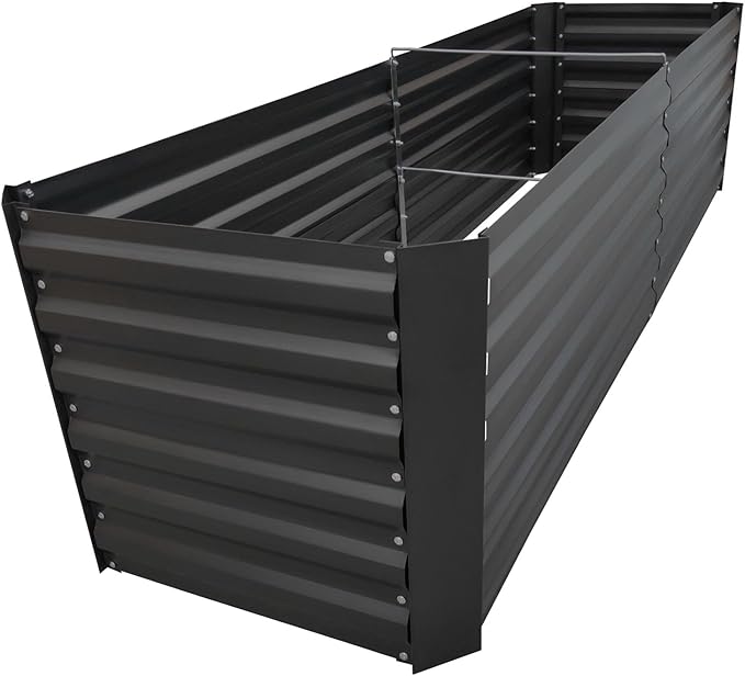 6x2x2FT Metal Raised Garden Bed Kit, Galvanized Outdoor Garden Bed Planter Box for Vegetables, Flowers, Herbs, Succulents and More, Black