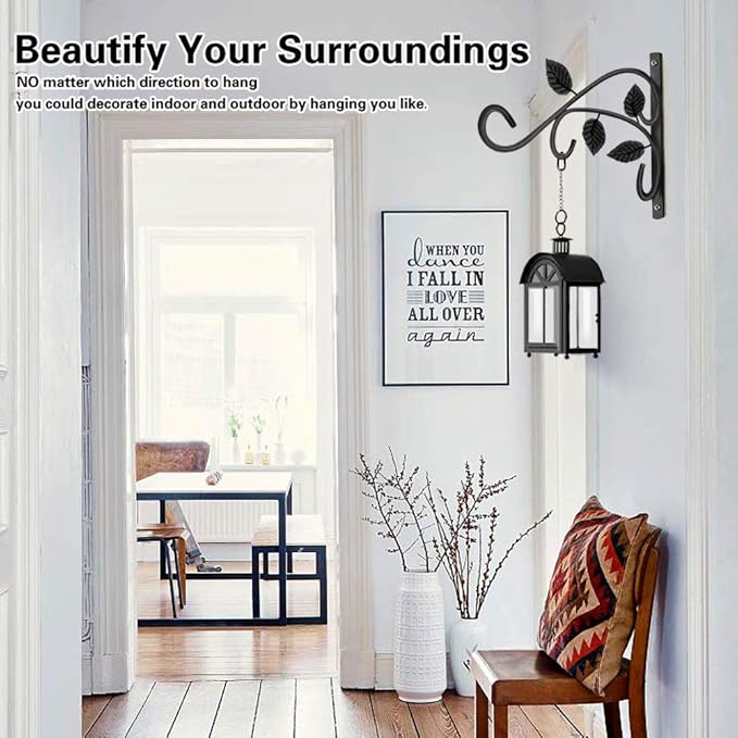 Hanging Plant Bracket, 12 Inch Wall Mount Hanger, Rust-Resistant Metal Plant Hanger for Flowers, Lanterns, Bird Feeders, Wind Chimes (Set of 1)