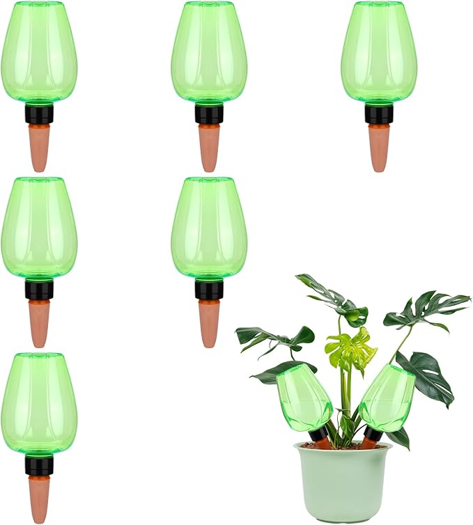 6Pcs 16.9 oz Large Plant Self Watering Globes Top Fill Plastic Water Bulbs Slow Release Terracotta Self Watering Planter Insert Watering Devices System Water Spikes Stakes for Indoor Outdoor Plant