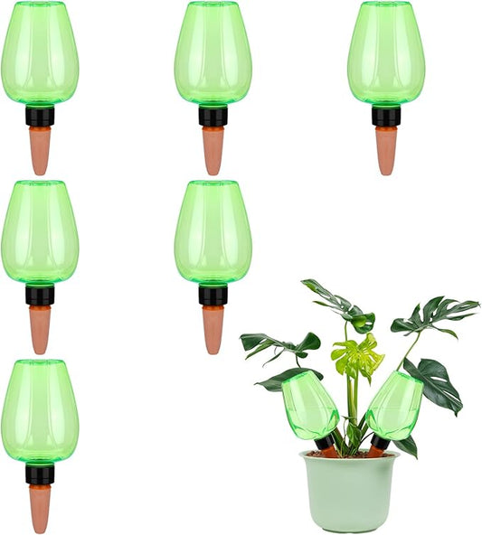 6Pcs 16.9 oz Large Plant Self Watering Globes Top Fill Plastic Water Bulbs Slow Release Terracotta Self Watering Planter Insert Watering Devices System Water Spikes Stakes for Indoor Outdoor Plant