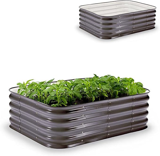 Epic Gardening 6-in-1 Modular Galvanized Raised Garden Bed Kit, 15" Tall Metal Planter Box, Durable Aluzinc Steel Raised Garden Bed Outdoor for Vegetables, Herbs, Flowers & Fruits - Small Slate Grey