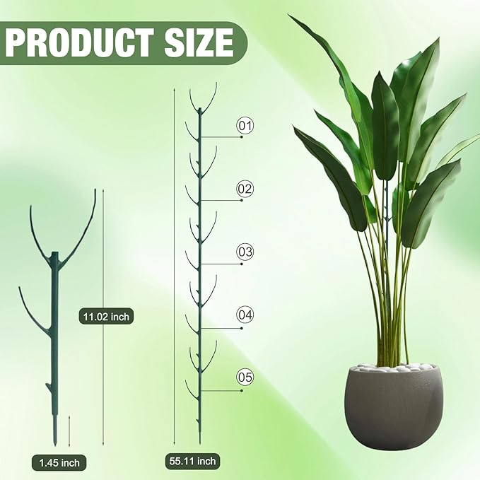 5 Pack Stackable Plant Support Stakes, Stackable Monstera Plant Support Stakes for Indoor Outdoor Plants, Stem Holder Structures Frame, Plant Sticks for Vine Training Stem Stabilization