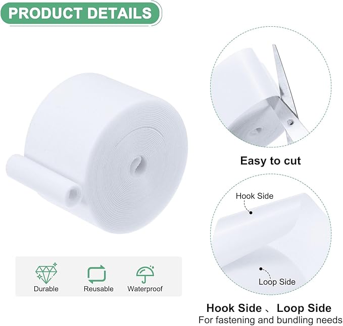 1-Roll Garden Plant Tape, 16 ft x 2 in Garden Hook and Loop Plant Ties Multi-Purpose Use Adjustable and Reusable Twist Wire Tape for Plants/Flowers/Vines [White]