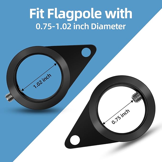 Anovo Flag Pole Rings, Flagpole Rings Aluminum Alloy 360° Rotating Anti Wrap Flag Mounting Spinning Ring Clips for 0.75-1.02 Inch Diameter Flagpole (1 Inch -Pack of 2, Black)