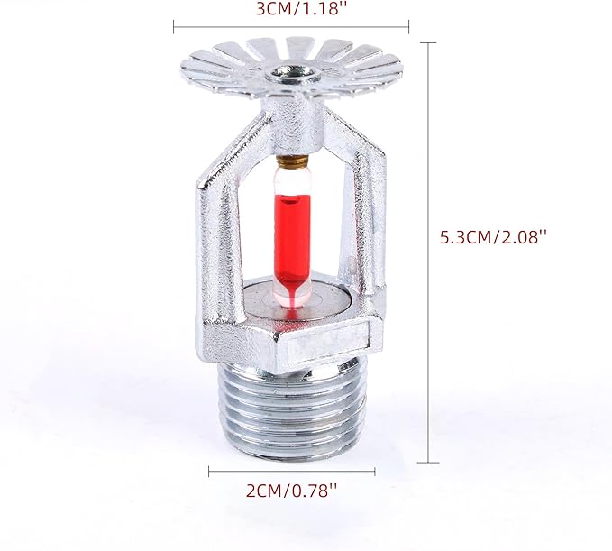 2 Pcs Fire Sprinkler Head - Copper Chrome, 1/2” NPT 155℉(68°C) Pendent Type Spray, K80 Fast Response Automatic Fire Sprinkler System for Residential, Factory, Mall, Warehouse Building