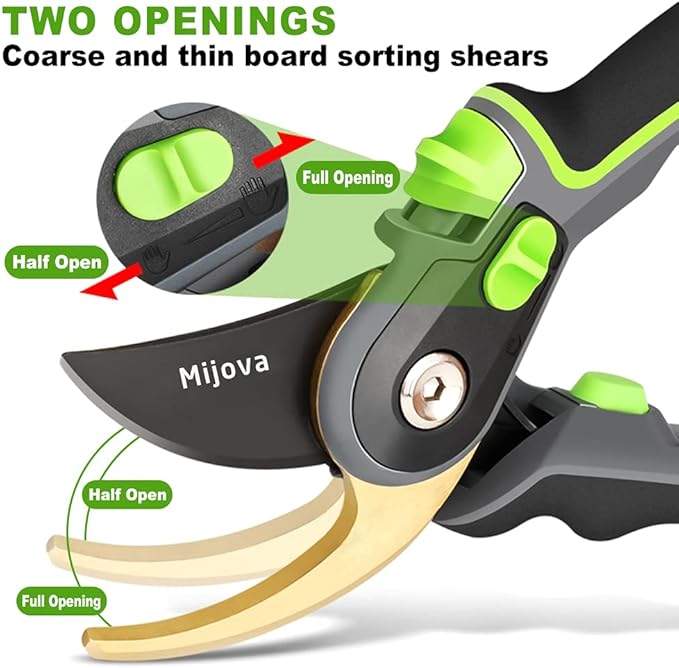 Garden Pruners, Heavy Duty Garden Clippers, Pruning Shears with Adjustable Thumb Lock, Hand Gardening Tools Pruners, High Carbon Steel Sharp Gardening Scissors (green)