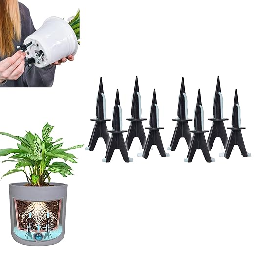 GreenShip 8 Pack Self Watering Spikes for Indoor & Outdoor Plants, Automatic Plant Watering Stakes, Patented Wick Spikes, Vacation Use (Medium for Height 12"-17" Planter)