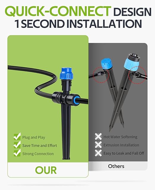 HIRALIY 118FT Greenhouse Misting Drip Irrigation Kit with Garden Timer, Quick Connector Design Automatic Irrigation System, Hanging Plant Watering System, with Tubing, Misting Nozzles, and Water Timer