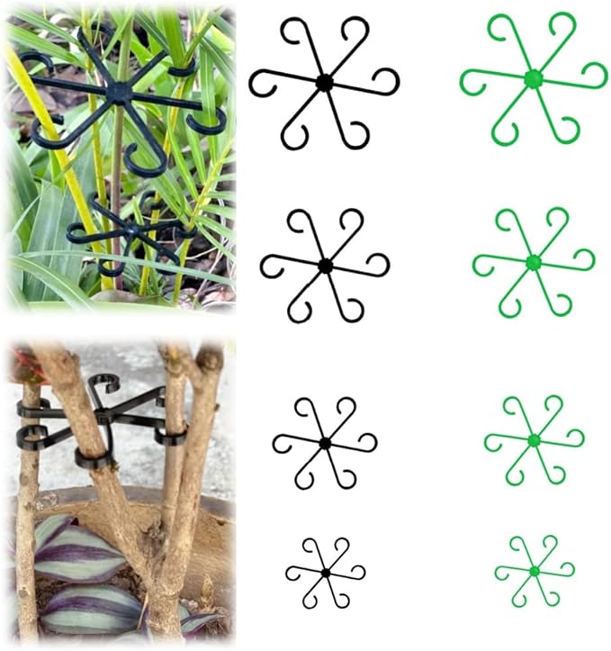 8 PCS Plant Stem Support, Plant Stakes for Indoor Plants Plant Clips for Climbing Plants, Plastic Monstera Plant Support Accessories for Potted Indoor Plant in Various Growth Stage(4 Sizes, 2 Colors)