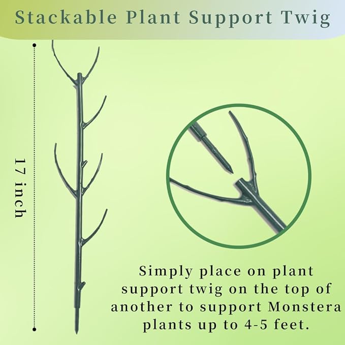6 Pack Stackable Plant Support Stakes, 43inch Climbing Plant Sticks Structures for Monstera with Garden Ties, Durable Alternative to Moss Pole for Indoor Outdoor Plants