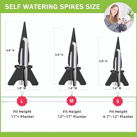 GreenShip 8 Pack Self Watering Spikes for Indoor & Outdoor Plants, Automatic Plant Watering Stakes, Patented Wick Spikes, Vacation Use (Medium for Height 12"-17" Planter)