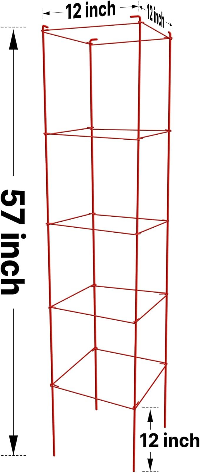 Tomato Cages 6 Packs 57 Inches (H) Plant Stand with 164 Feet Twist Ties, Heavy Duty Garden Plants Support for Tomatoes, Cucumber, and Other Climbing Plants (Red)