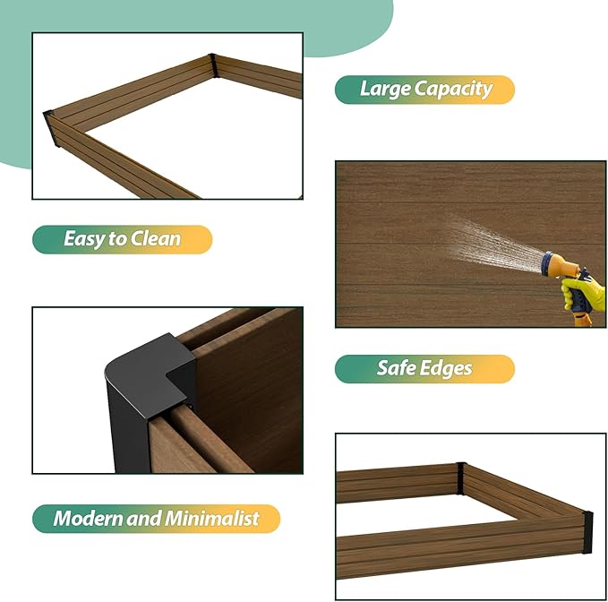Elevated Wooden Raised Garden Planter Outdoor Flower & Vegetable Box for Patio, Backyard, or Garden - Durable, Weather-Resistant Design - 47.2" x 47.2" x 6.3" (Brown)