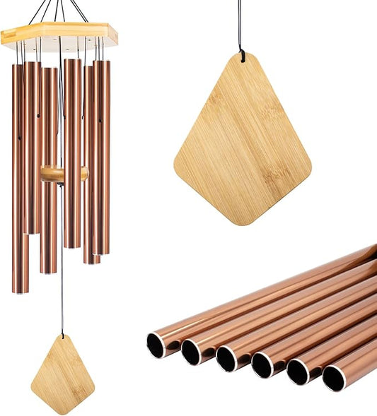 Howarmer Wind Chimes Outdoor Deep Tone, Wind Chime for Outside, Memorial WindChimes with Hook as Gifts for Mother's Day/Housewarming/Christmas, Patio, Garden, Yard, Home Décor, Copper