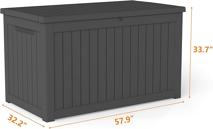 270GAL Deck Box - Black,Patio Furniture, Outdoor Cushions,Waterproof Patio Storage Box Covers