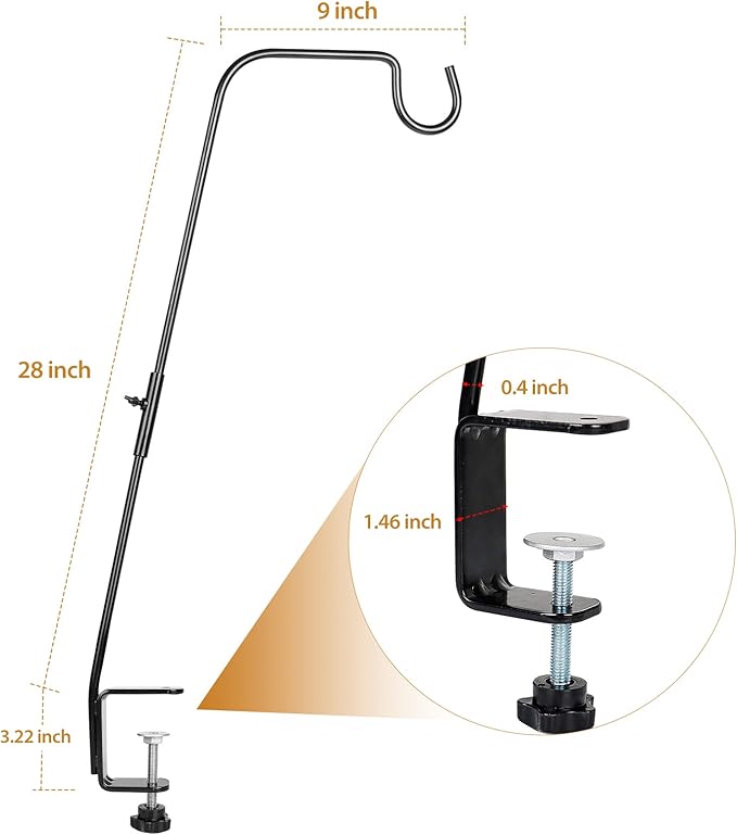 BOLITE Deck Hook, 28 Inch Bird Feeder Hanger for Hummingbird Feeders, Planters, Lanterns, Wind Chimes, Holiday Decorations and More, Heavy Duty, Birthday Gifts for Women Men, Gifts for Mom Dad