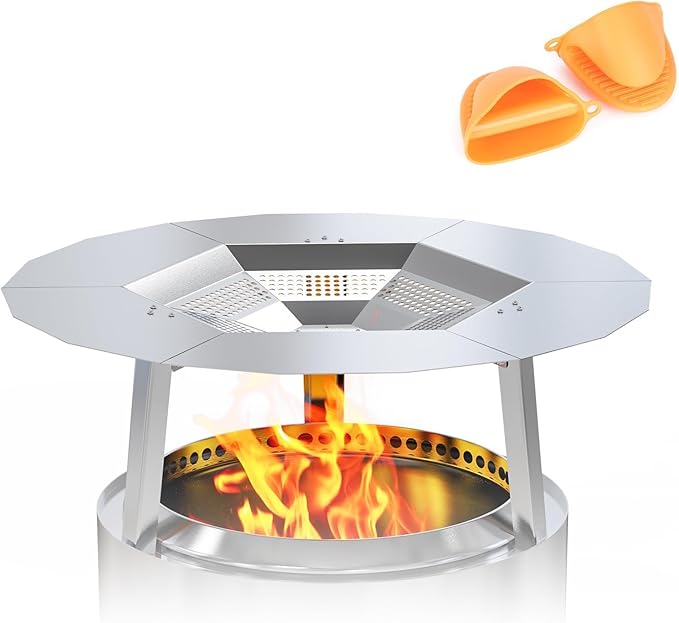One-Piece Fire Pit Heat Deflector for Solo Stove Ranger 15", 304 Stainless Steel Heat Diffuser Accessories for Captures and Redirects Warmth for Most 15" Outdoor Backyard/Camping Fire Pit Stove