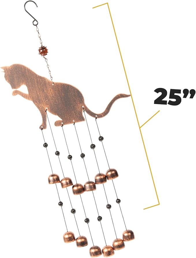 VP Home 25" H Fancy Cat Wind Chimes for Outside - Unique Memorial Windchime for Outdoor Decoration and Garden Decor - Chimes for Women, Mom, Grandma, Unisex