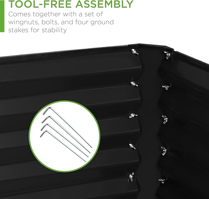 Best Choice Products 6x3x2ft Outdoor Metal Raised Garden Bed, Deep Root Box Planter for Vegetables, Flowers, Herbs, and Succulents w/ 269 Gallon Capacity - Black