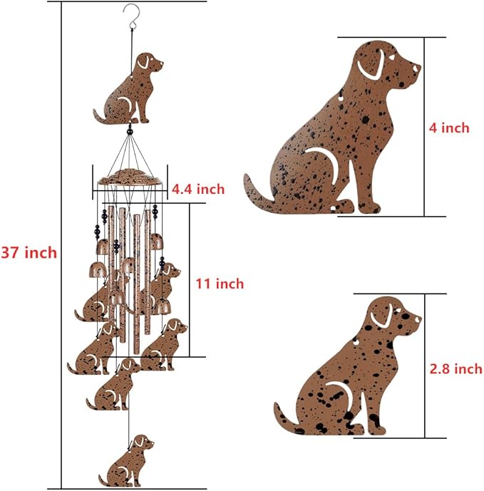 37" Dogs Wind Chimes for Garden,Home,Balcony,Yard,Outdoor Decor, Sympathy Wind Chimes, Dog Chimes, Dog Ornament, Wind Catcher, Blessing Wind Bell, for Mom,Grandma,Family,Women,Friend