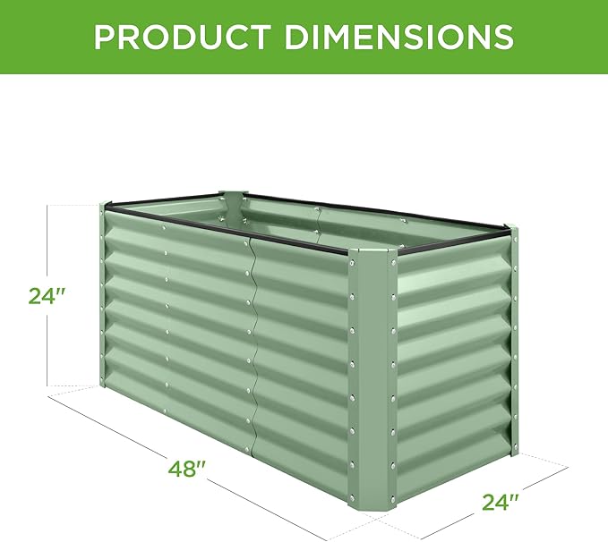 Best Choice Products 4x2x2ft Outdoor Metal Raised Garden Bed, Deep Root Planter Box for Vegetables, Flowers, Herbs w/ 119 Gallon Capacity - Sage Green