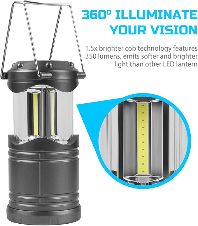 Lichamp 8 Pack LED Lantern Camping Light, Battery Operated Lanterns COB Super Bright for Power Outages Indoor Emergency Outdoor Camping Hiking Kit, B8GY