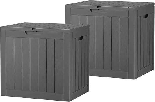 NBYSGO Outdoor Storage Box, Resin Deck Boxes Indoor and outdoor, Waterproof Storage Box Lockable Lid (Black,35 Gallon-2Pack)