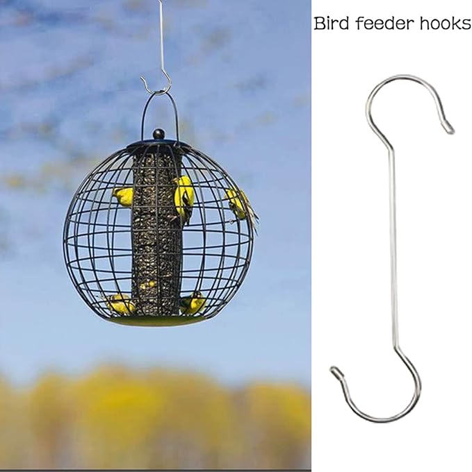 Lchkrep 6 Pack Extra Large Heavy Duty Long Outdoor Plant Hanging S Hooks - for Baskets, Bird Feeders, Wind Chimes, Garden Ornaments,Pergola,Closet,Flower Basket,Indoor Outdoor Uses (12 inch)…