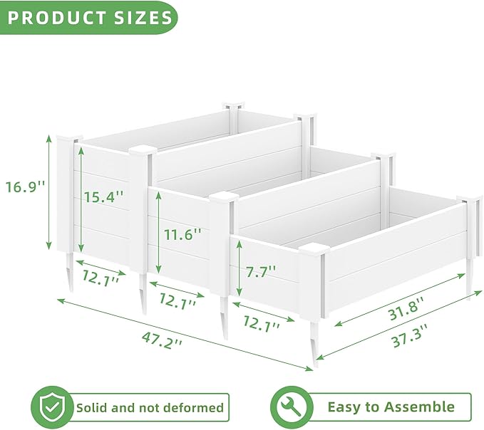 Casaphoria Raised Garden Bed, Plastic Planter Box with Open Bottom, 35.5" x 35.5" x 16" for Fruits, Vegetables, Herbs & Flowers, Perfect for Outdoor Gardening