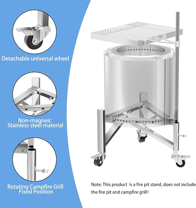 Universal 15-27" Fire Pit Stand, Stainless Steel Firepit Stand for Solo Stove Ranger, Bonfire, Yukon, Outdoor Fireplace Tools for Solo Stove Fire Pits and Other 15" 17" 19" 19.5" 22" 25" 27" Fire Pit