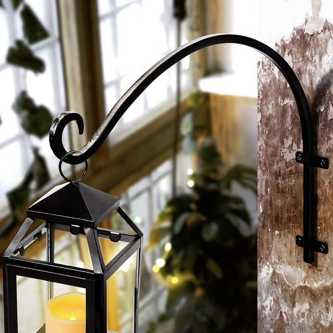 AJART Plant Hanger Bracket Outdoor: 16-Inch Metal Bird Feeder Wall Hooks - 2 Pieces Heavy Duty Plant Hanger Hook for Hanging Flower Baskets