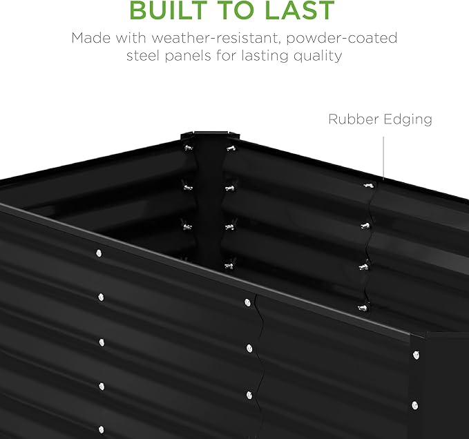 Best Choice Products 4x2x2ft Outdoor Metal Raised Garden Bed, Deep Root Planter Box for Vegetables, Flowers, Herbs w/ 119 Gallon Capacity - Black