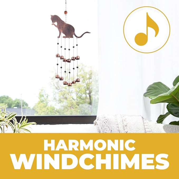 VP Home 25" H Fancy Cat Wind Chimes for Outside - Unique Memorial Windchime for Outdoor Decoration and Garden Decor - Chimes for Women, Mom, Grandma, Unisex