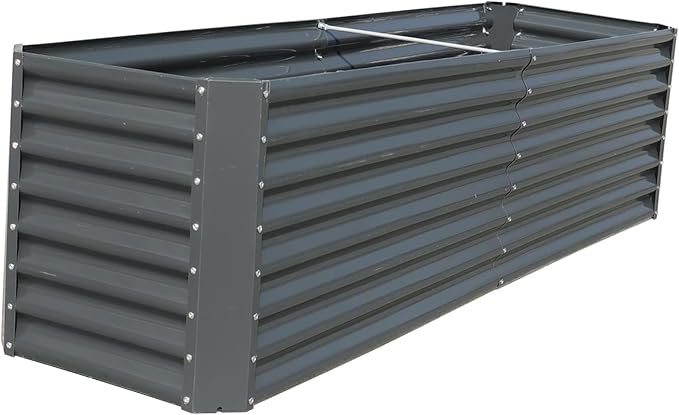 8x2x2Ft Electro-Galvanized Sheet Steel Raised Garden Bed for Flowers Planting Vegetables Grey Flower Box Volume 239 Gallons